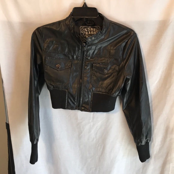 last kiss Other - Crop style junior size M black jacket leather look